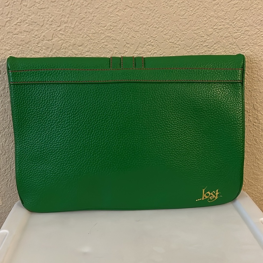 Oversized Green Clutch with Gold Accent - Picture 3 of 3